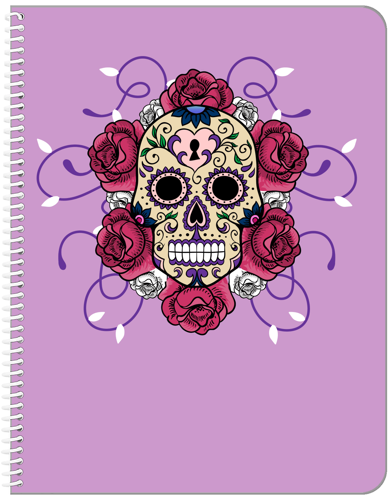 Sugar Skulls Notebook - Purple Background - Front View