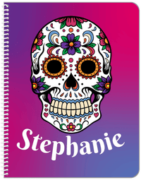 Thumbnail for Personalized Sugar Skulls Notebook - Pink Background - Front View