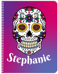 Thumbnail for Personalized Sugar Skulls Notebook - Pink Background - Front View