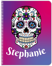 Thumbnail for Personalized Sugar Skulls Notebook - Pink Background - Front View