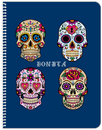 Thumbnail for Personalized Sugar Skulls Notebook - Blue Background - Front View