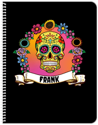 Thumbnail for Personalized Sugar Skulls Notebook - Black Background - Front View