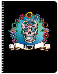Thumbnail for Personalized Sugar Skulls Notebook - Black Background - Front View