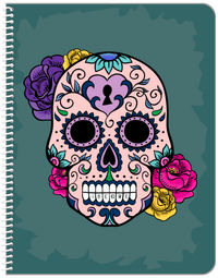 Thumbnail for Personalized Sugar Skulls Notebook - Teal Background - Front View