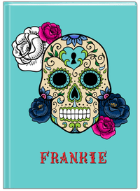 Thumbnail for Personalized Sugar Skulls Journal - Teal Background - Front View