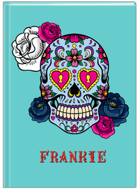 Thumbnail for Personalized Sugar Skulls Journal - Teal Background - Front View
