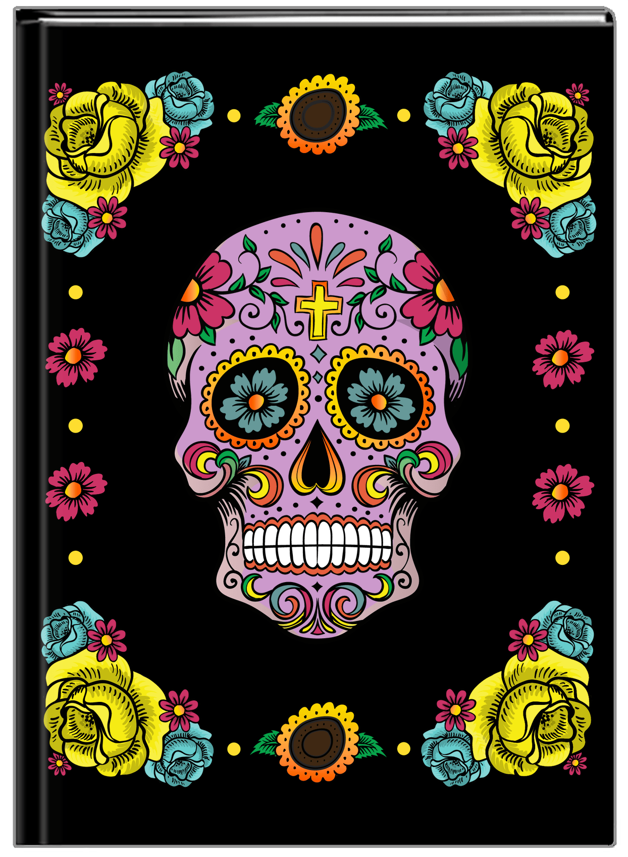 Sugar Skulls Journal - Black Background - Front View