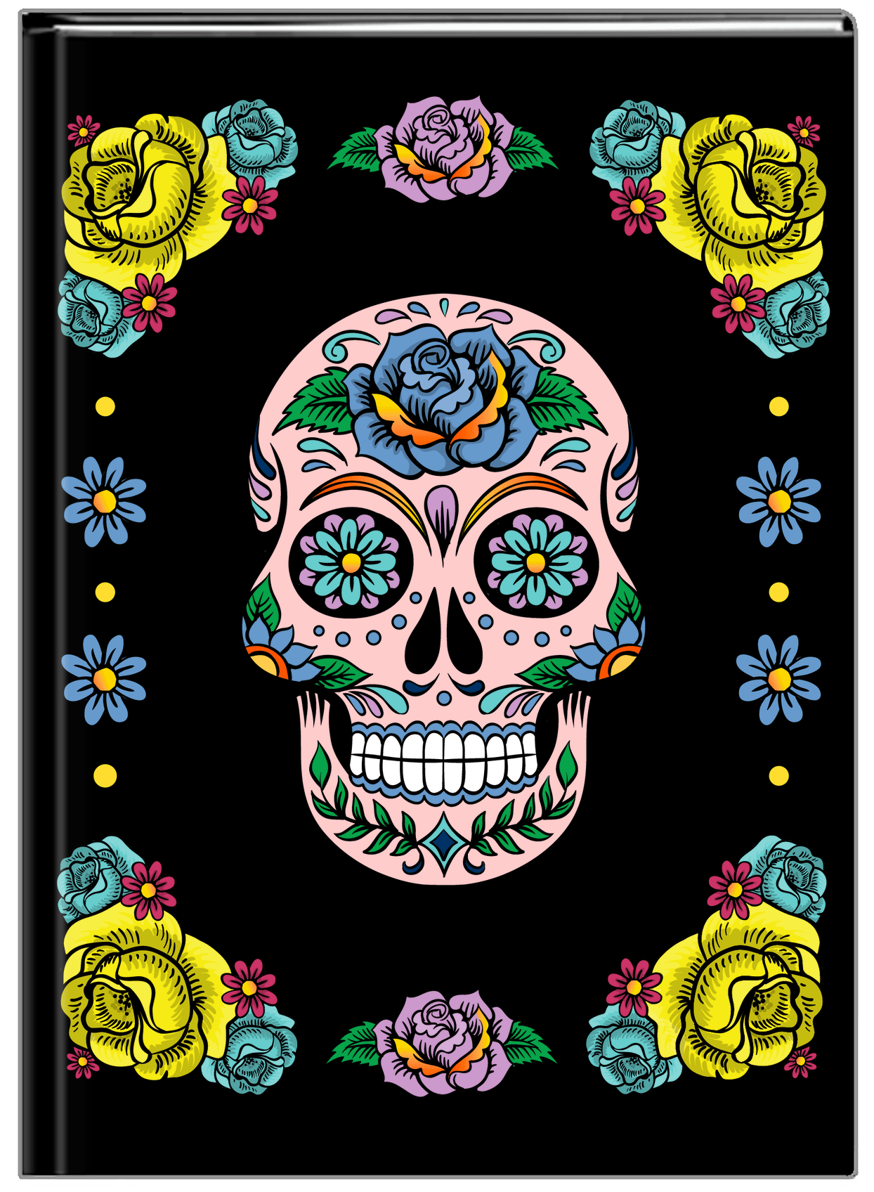 Sugar Skulls Journal - Black Background - Front View
