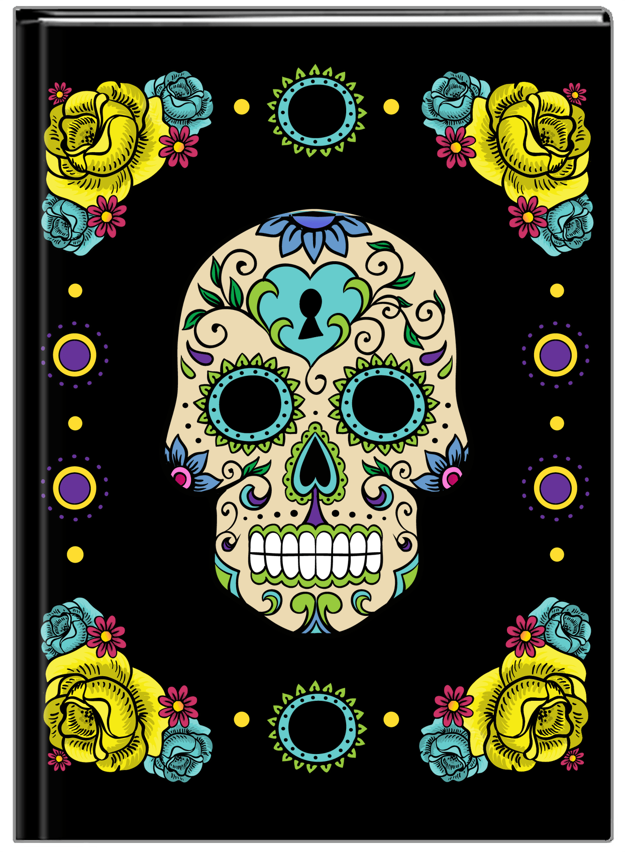 Sugar Skulls Journal - Black Background - Front View