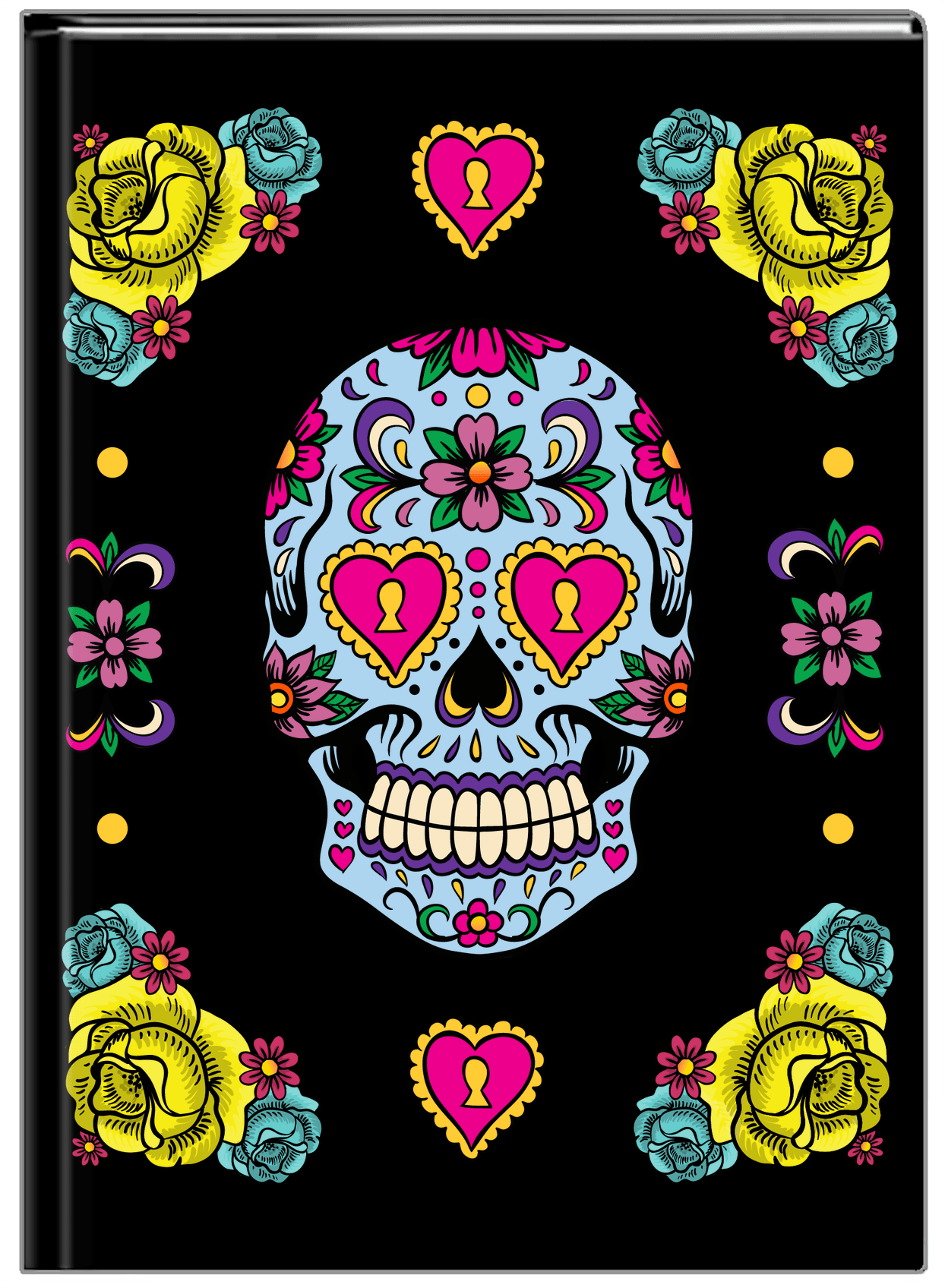 Sugar Skulls Journal - Black Background - Front View