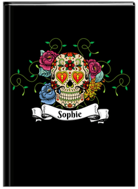 Thumbnail for Personalized Sugar Skulls Journal - Black Background - Front View