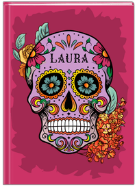 Thumbnail for Personalized Sugar Skulls Journal - Pink Background - Front View