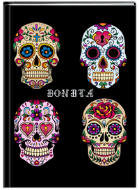 Thumbnail for Personalized Sugar Skulls Journal - Black Background - Front View