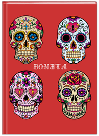 Thumbnail for Personalized Sugar Skulls Journal - Red Background - Front View