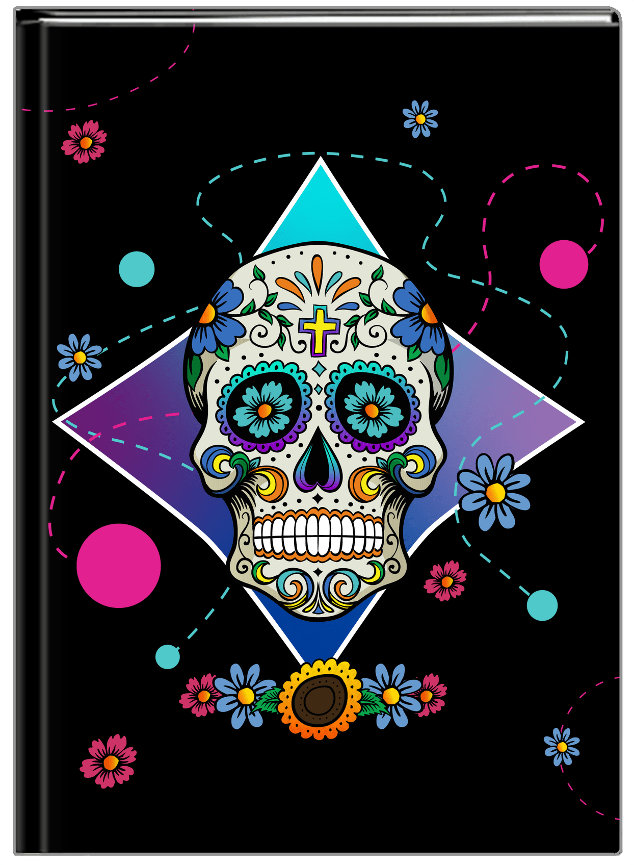 Sugar Skulls Journal - Black Background - Front View