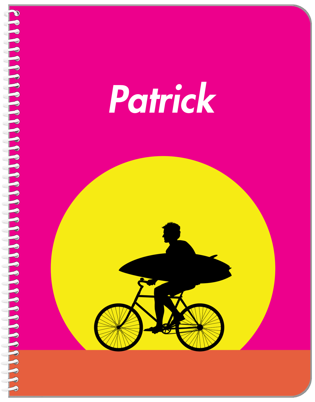 Personalized Surfing Notebook II - Surfer Silhouette II - Front View