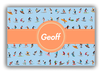Thumbnail for Personalized Surfing Canvas Wrap & Photo Print VII - Blue Background - Circle Ribbon Nameplate - Front View