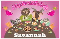 Thumbnail for Personalized Tea Party Placemat VI - Fuzzy Friends - Pink Background -  View