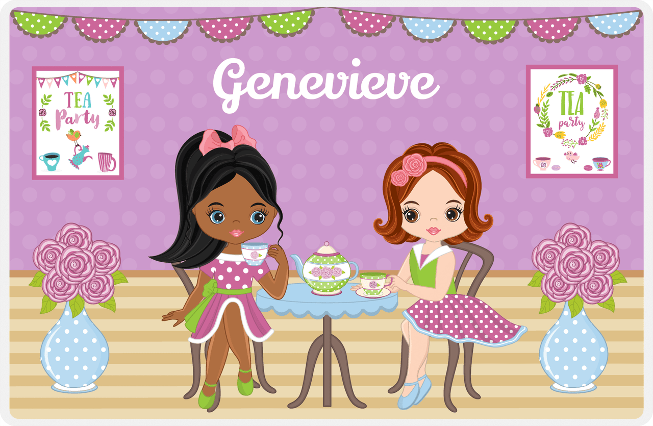Personalized Tea Party Placemat VII - Flower Tea - Black Girl II -  View