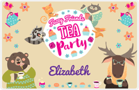 Thumbnail for Personalized Tea Party Placemat IX - Flower Friends - Tan Background -  View