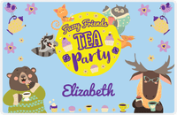Thumbnail for Personalized Tea Party Placemat IX - Flower Friends - Blue Background -  View