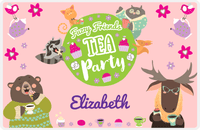 Thumbnail for Personalized Tea Party Placemat IX - Flower Friends - Pink Background -  View