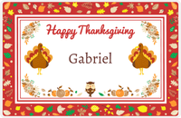 Thumbnail for Personalized Thanksgiving Placemat VI - Foliage Border - Red Background -  View