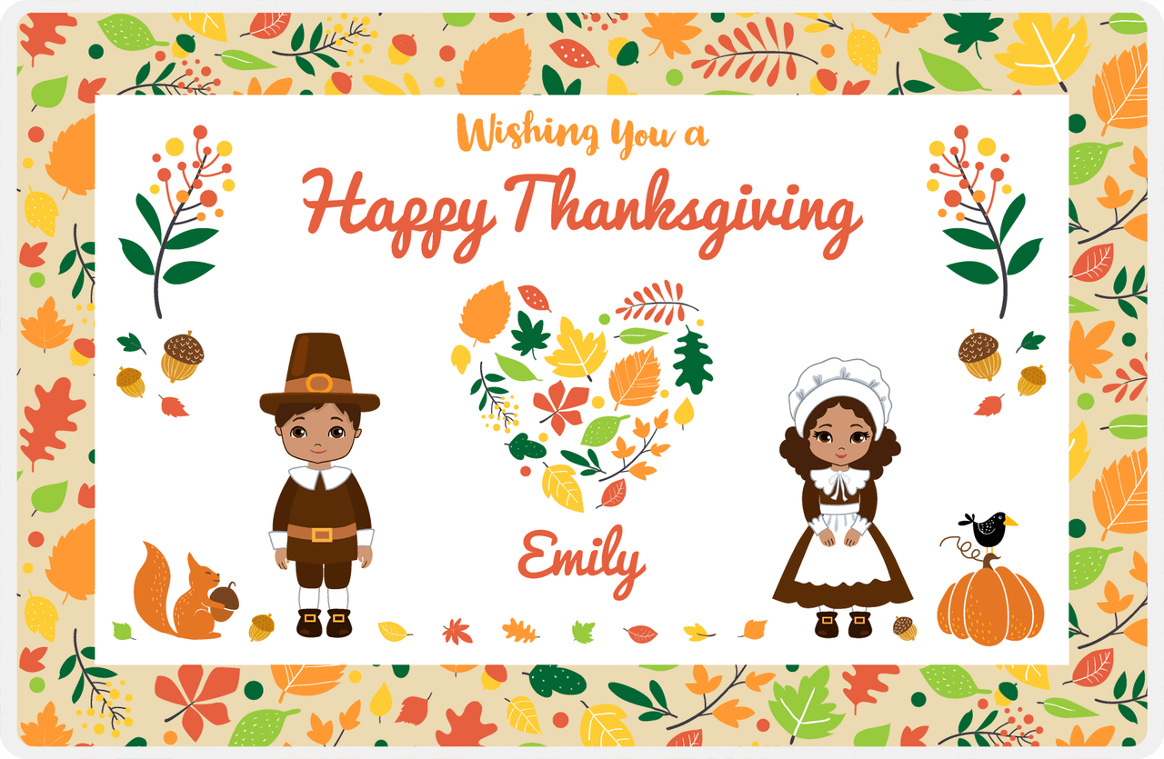 Personalized Thanksgiving Placemat XII - Foliage Heart - Black Characters I -  View