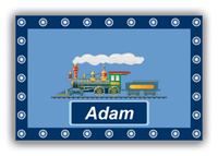 Thumbnail for Personalized Train Canvas Wrap & Photo Print - Blue Background with Border and Ticket - Front View