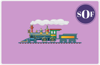 Thumbnail for Personalized Train Placemat - Lilac and Indigo - Corner Circle -  View
