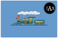 Thumbnail for Personalized Train Placemat - Glacier and Black - Corner Circle -  View