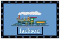 Thumbnail for Personalized Train Placemat - Glacier and Black - Ticket with Border -  View