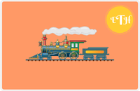 Thumbnail for Personalized Train Placemat - Tangerine and Mustard - Corner Circle -  View