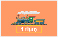 Thumbnail for Personalized Train Placemat - Tangerine and Mustard - Ticket -  View