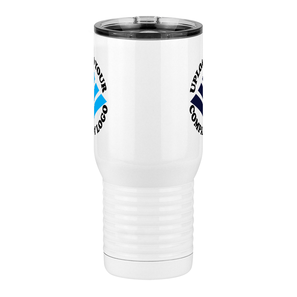 Personalized Travel Coffee Mug Tumbler with Handle (20 oz) - Upload Your Logo - Front View