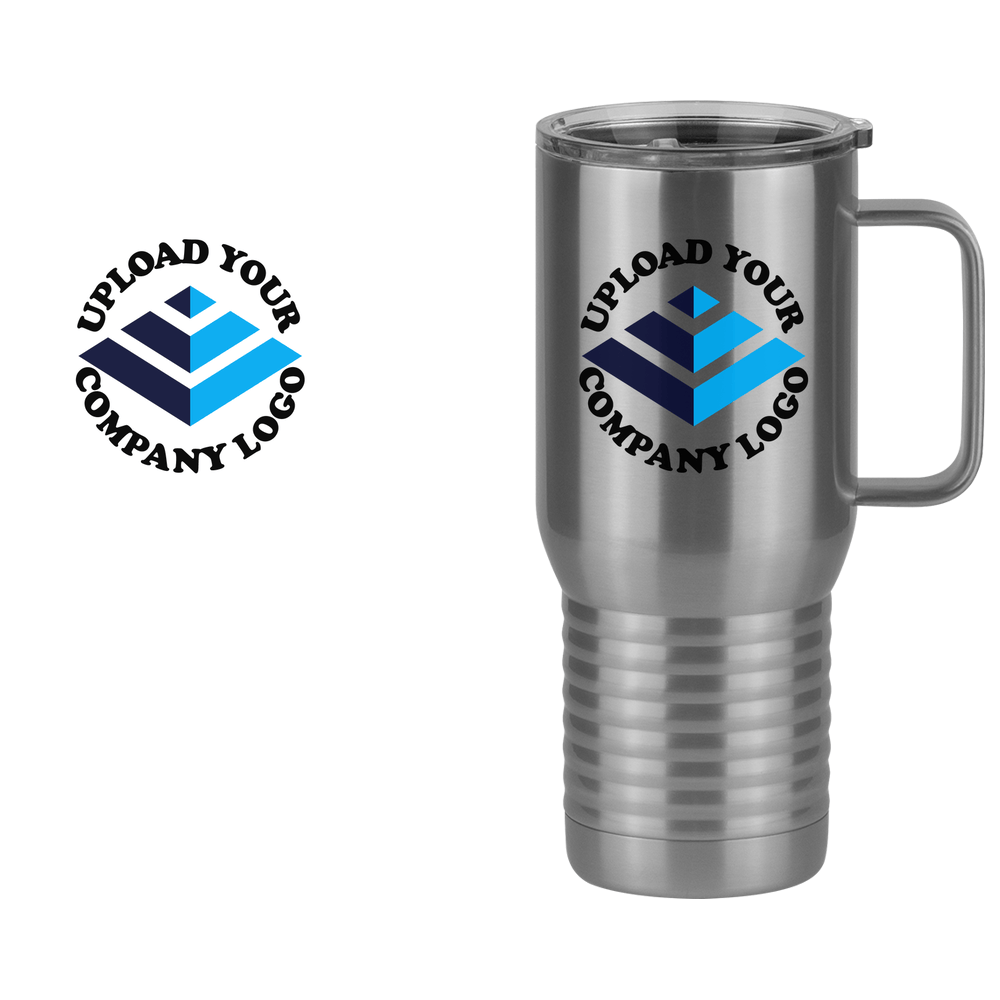 Personalized Travel Coffee Mug Tumbler with Handle (20 oz) - Upload Your Logo - Design View