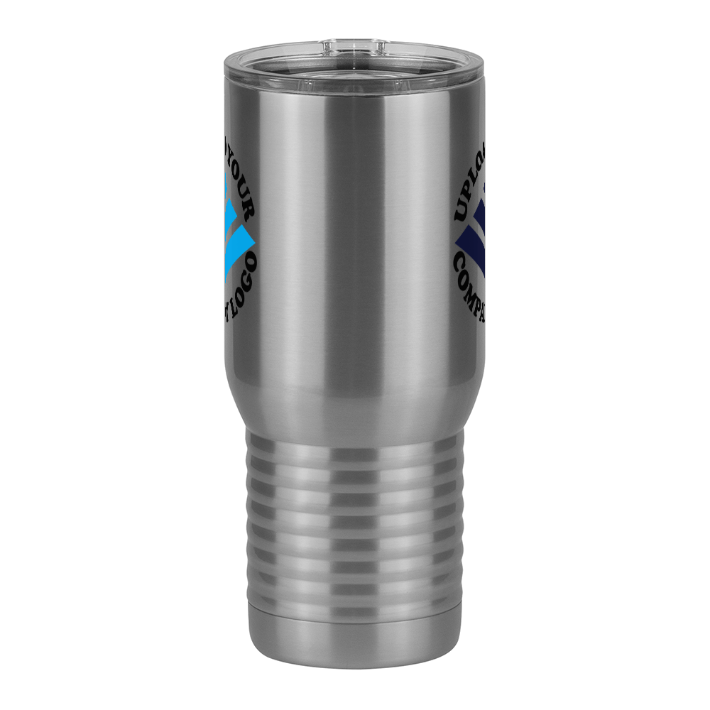 Personalized Travel Coffee Mug Tumbler with Handle (20 oz) - Upload Your Logo - Front View