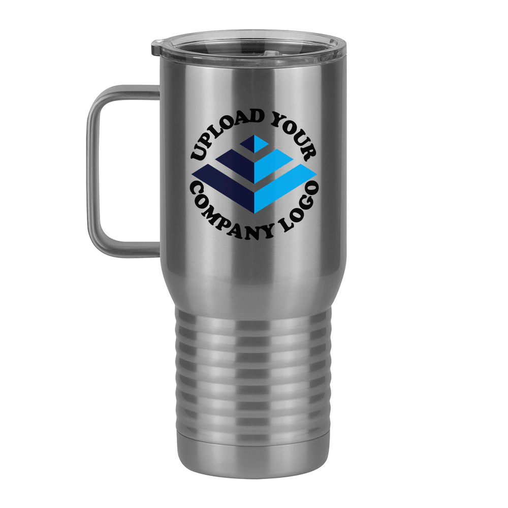 Personalized Travel Coffee Mug Tumbler with Handle (20 oz) - Upload Your Logo - Left View
