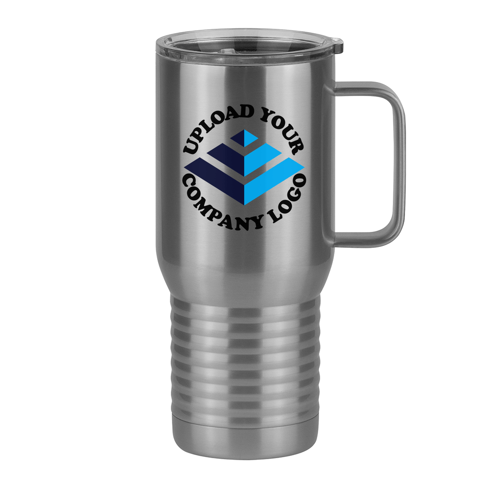 Personalized Travel Coffee Mug Tumbler with Handle (20 oz) - Upload Your Logo - Right View