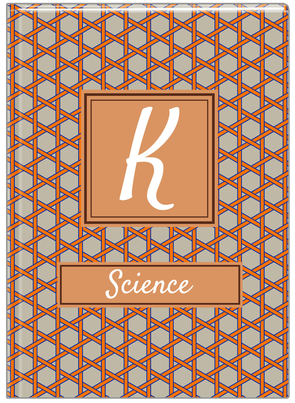 Personalized Trellis I Journal - Orange and Tan - Square Nameplate - Front View