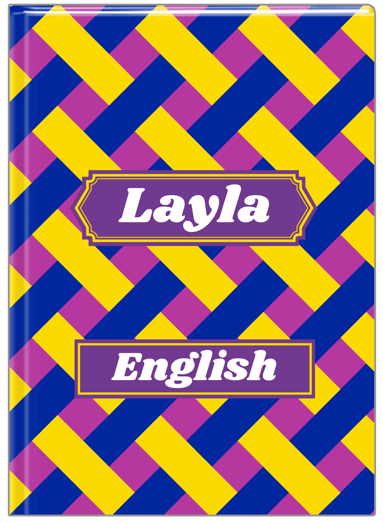 Personalized Trellis III Journal - Blue and Yellow - Decorative Rectangle Nameplate - Front View