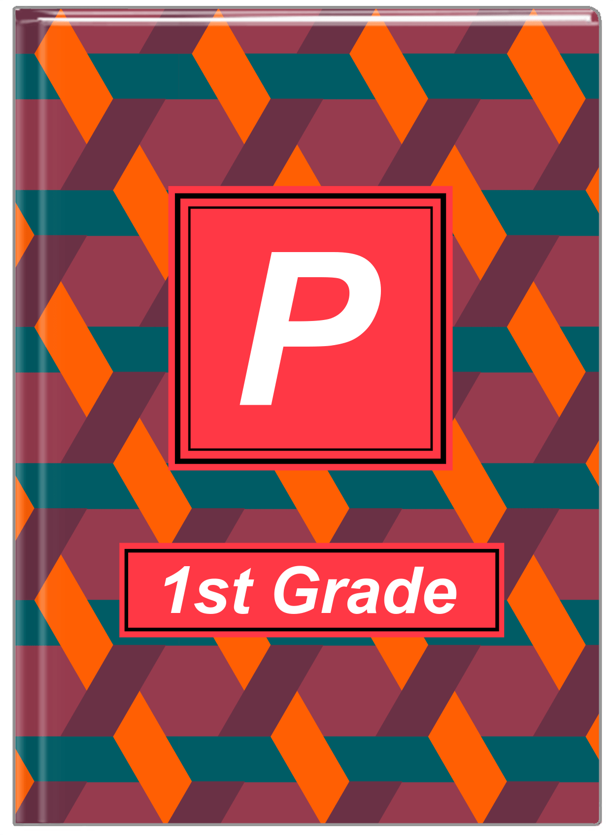Personalized Trellis II Journal - Purple and Orange - Square Nameplate - Front View