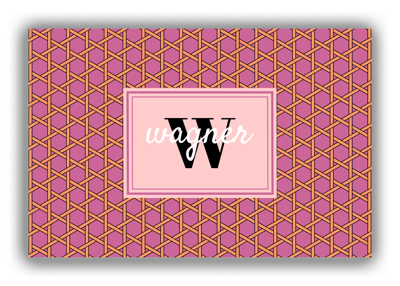 Personalized Trellis Canvas Wrap & Photo Print I - Pink with Rectangle Nameplate - Front View