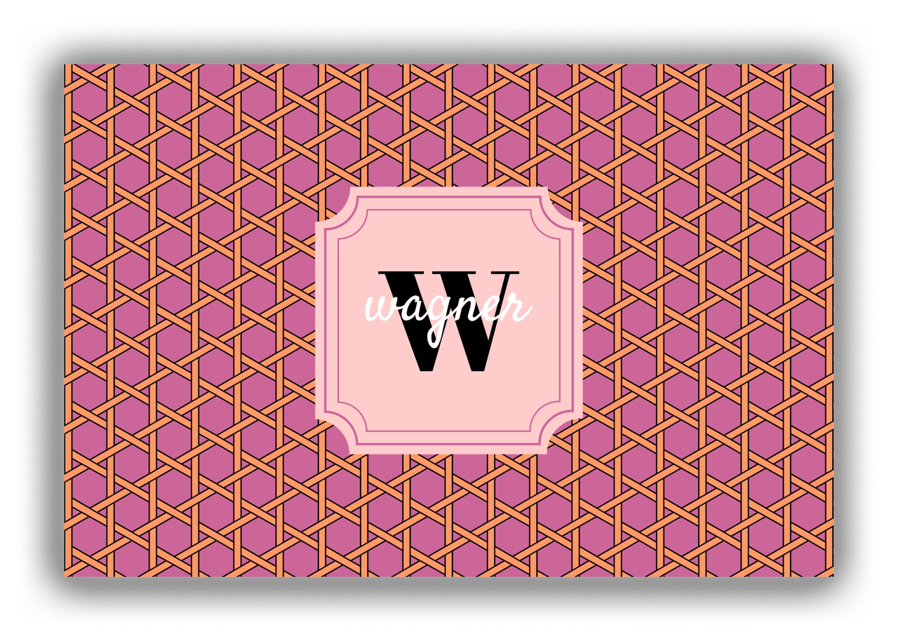 Personalized Trellis Canvas Wrap & Photo Print I - Pink with Stamp Nameplate - Front View