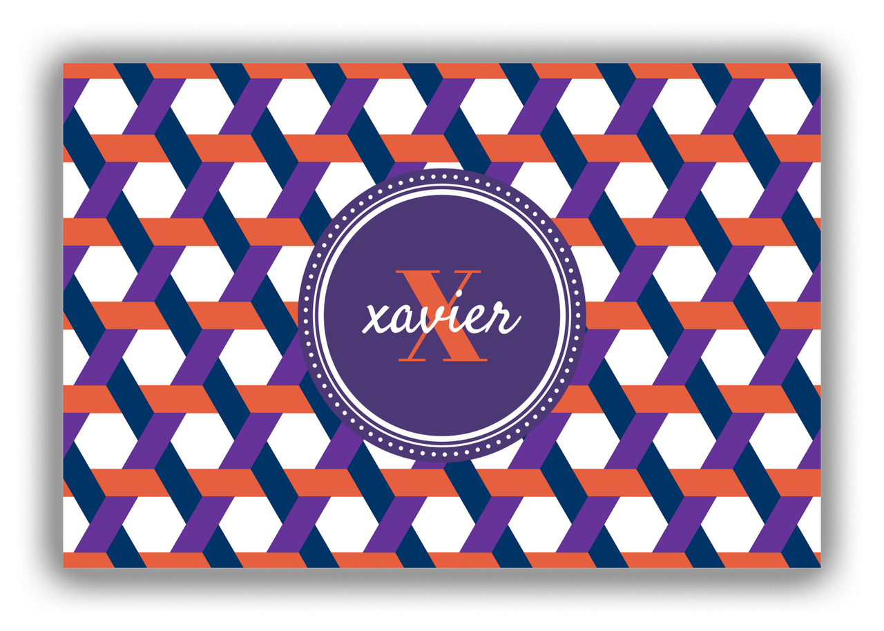 Personalized Trellis Canvas Wrap & Photo Print II - Purple with Circle Nameplate - Front View