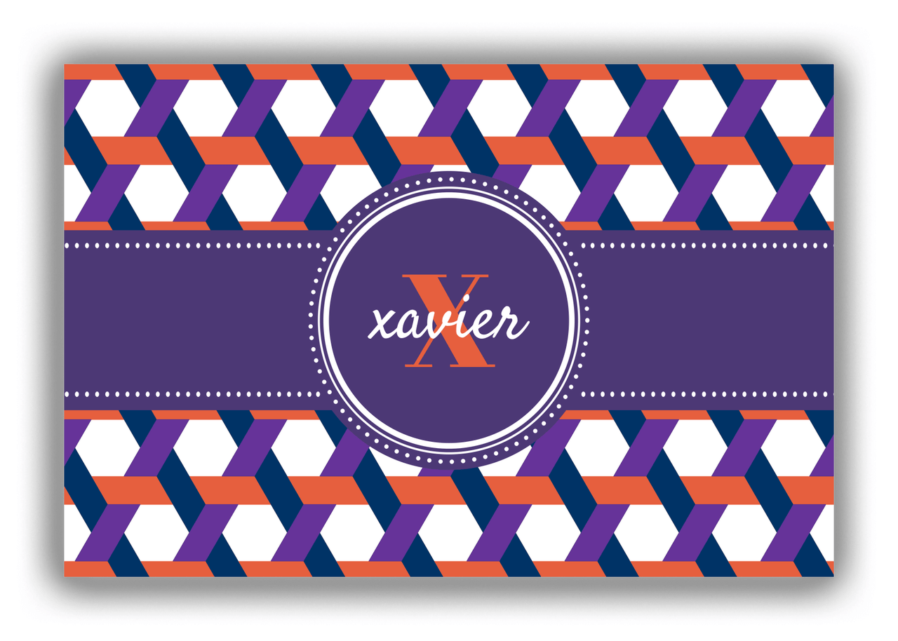 Personalized Trellis Canvas Wrap & Photo Print II - Purple with Circle Ribbon Nameplate - Front View