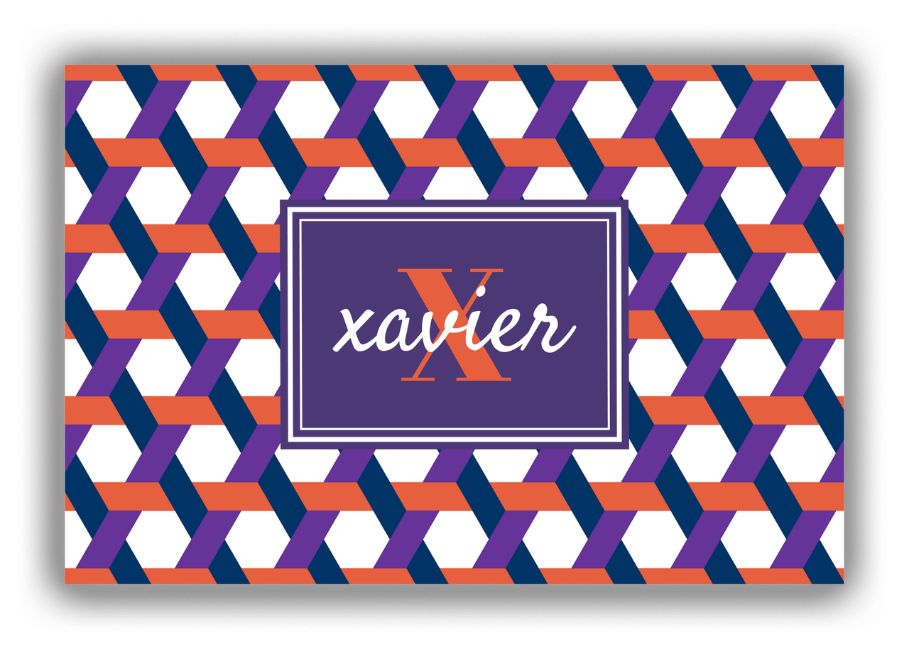Personalized Trellis Canvas Wrap & Photo Print II - Purple with Rectangle Nameplate - Front View