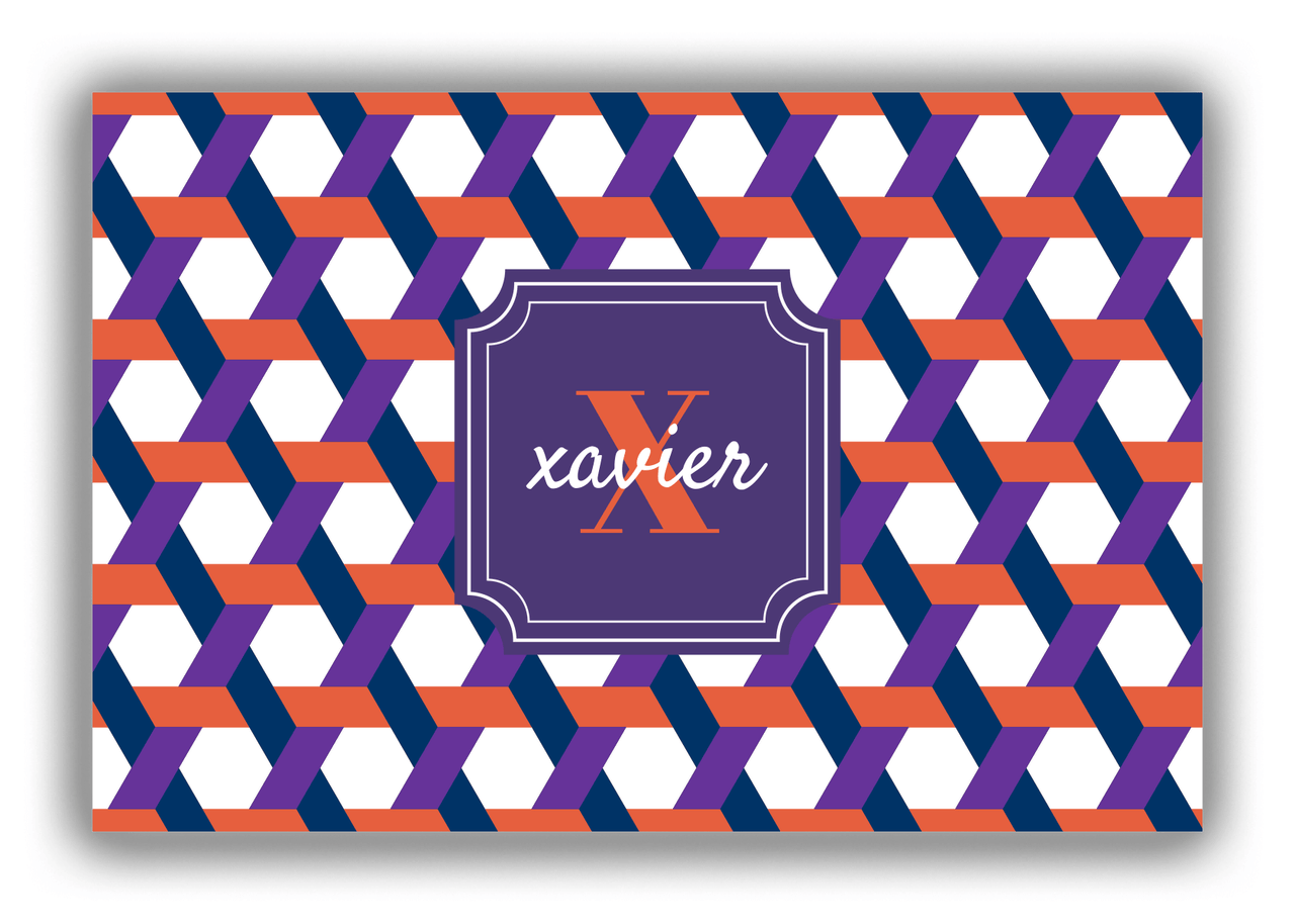 Personalized Trellis Canvas Wrap & Photo Print II - Purple with Stamp Nameplate - Front View