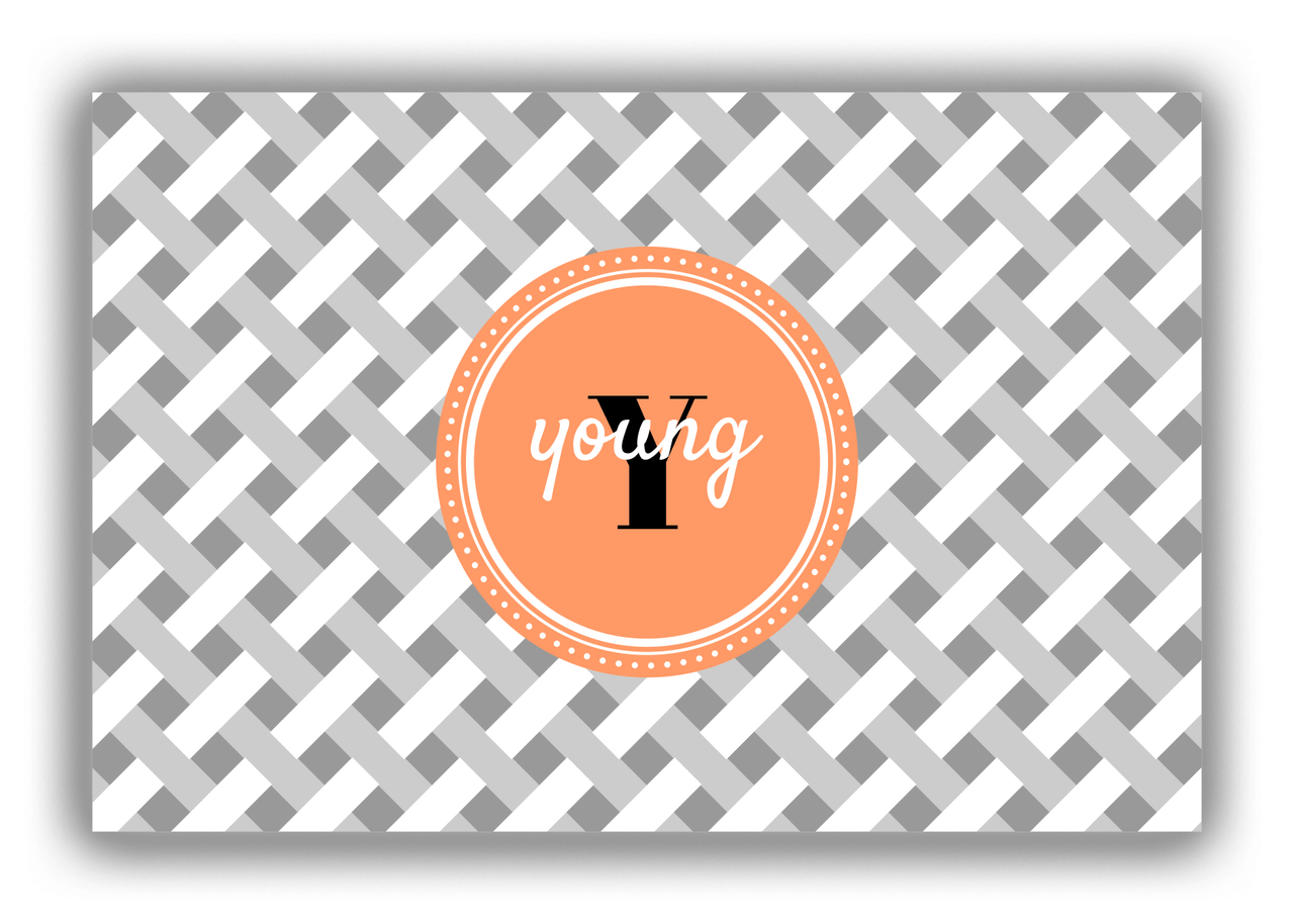Personalized Trellis Canvas Wrap & Photo Print III - Grey with Circle Nameplate - Front View