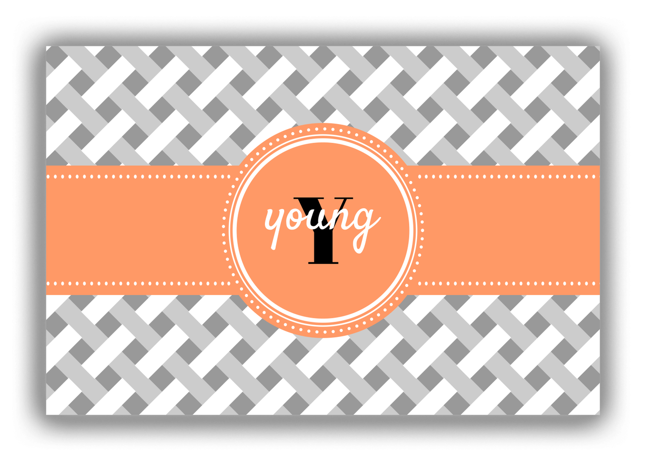 Personalized Trellis Canvas Wrap & Photo Print III - Grey with Circle Ribbon Nameplate - Front View